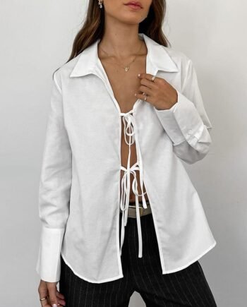 Women's Fashion Lace-up Loose Casual Shirt