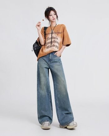 Wide Leg Jeans Women's High Waist Baggy Straight Trousers