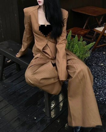Women's Retro American-style Coat Wide-leg Pants Fashion Suit