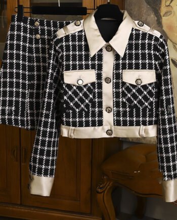 Small Wind Slim Skirt Plaid Suit Female