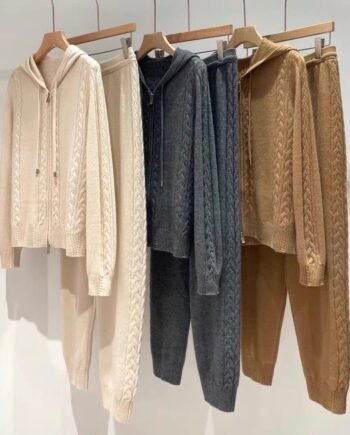 Temperament Leisure Twist Zipper Hooded Suits