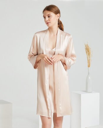 Simple Camisole Nightdress Nightgown Two-piece Set