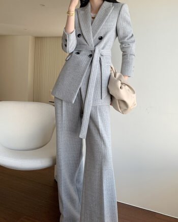 Women's Coat Wool Wide Leg Trousers Suit Coat