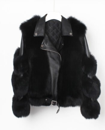 Real fur grass motorcycle fox coat
